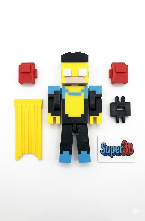 Pixel Hero Articulated 3D Printed Action Figure - Ultimate Gamer Desk Toy & Fidget Collectible