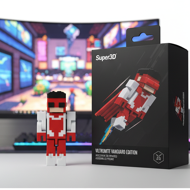 Pixel Hero Articulated 3D Printed Action Figure - Ultimate Gamer Desk Toy & Fidget Collectible